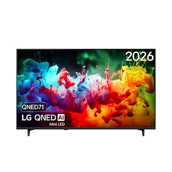 Vooraanzicht van 55 inch LG QNED AI QNED71 Mini LED 4K Smart TV 2026 55QNED71B6B